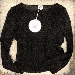 Black Metallic Mesh Top